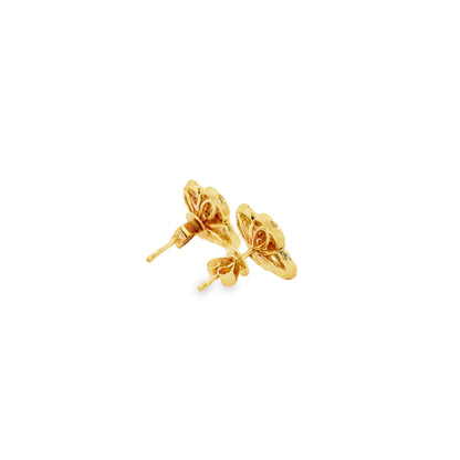 18k Yellow Gold 2.02ctw Round Brilliant and Baguette Diamond Clover Stud Earrings — photo 9 of 10