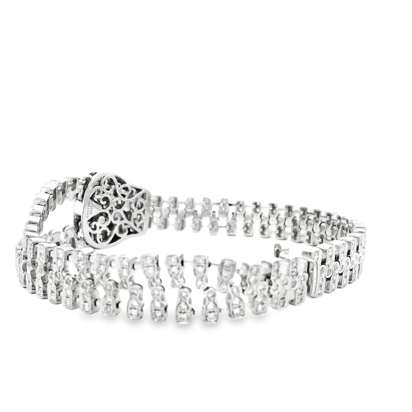 18k White Gold 4.01ctw Round Brilliant Diamond Zipper Bracelet — photo 9 of 14