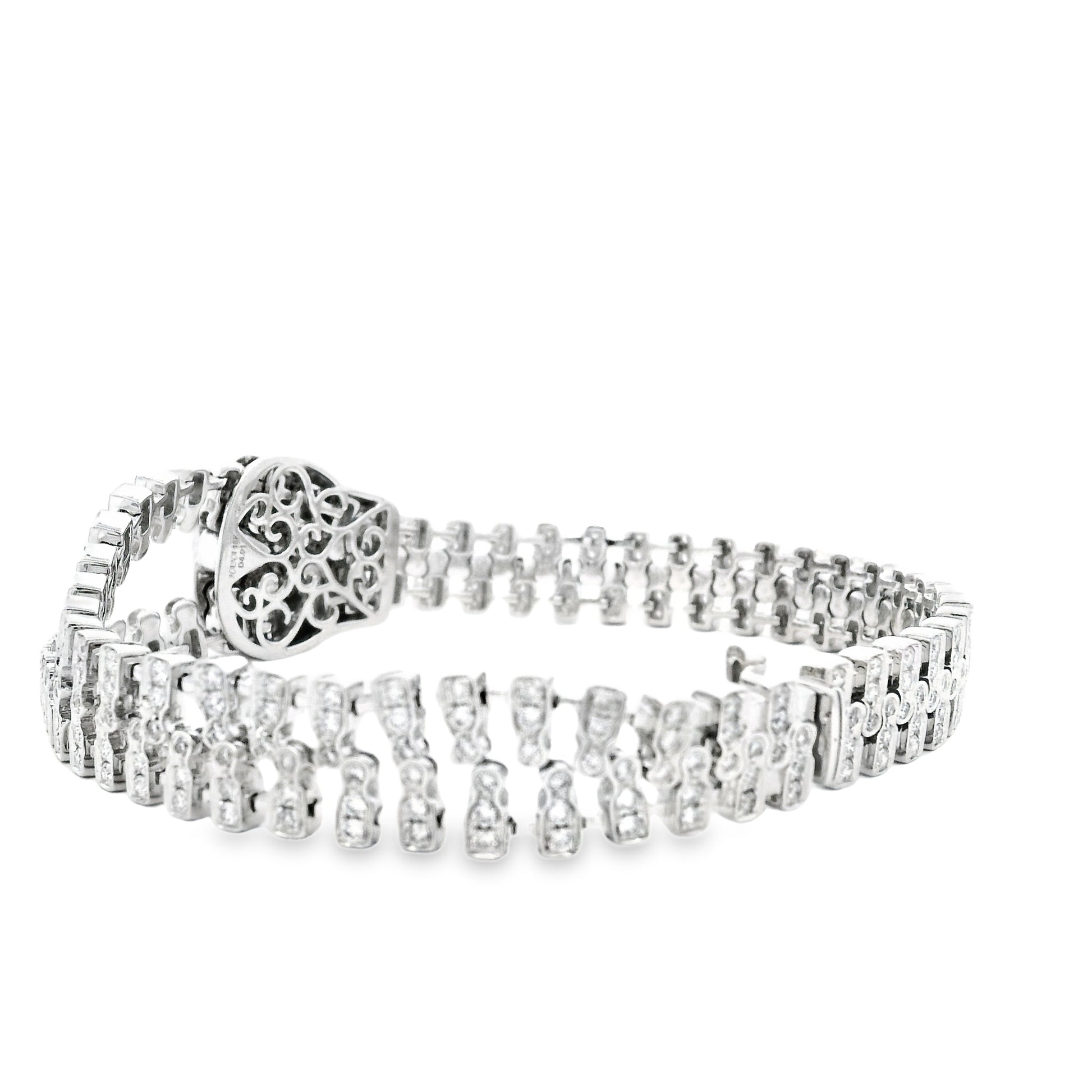18k White Gold 4.01ctw Round Brilliant Diamond Zipper Bracelet — photo 9 of 14