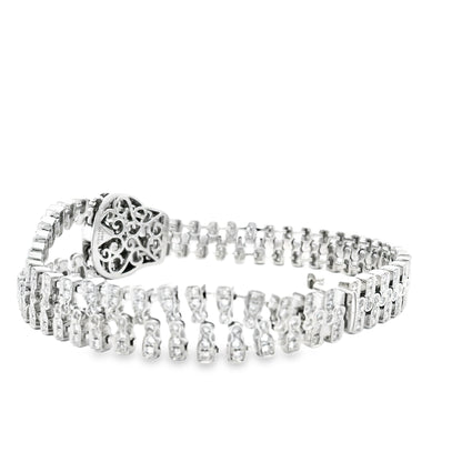 18k White Gold 4.01ctw Round Brilliant Diamond Zipper Bracelet — photo 9 of 14