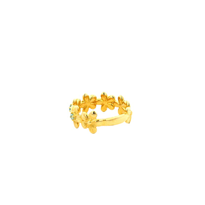 Gabriel and Co. 14k Yellow Gold 0.19ctw Swiss Blue Topaz Floral Stackable Ring — photo 9 of 12