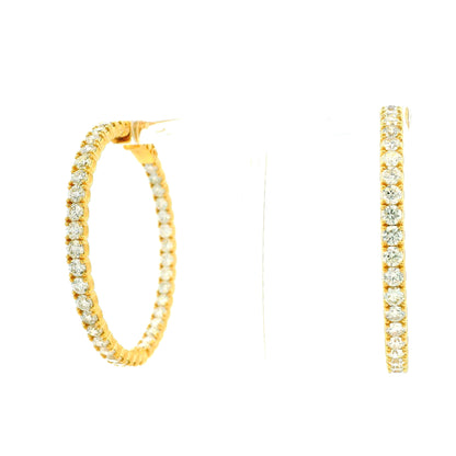14k Yellow Gold 11.75ctw Round Diamond Inside Out Hoop Earrings — photo 9 of 9
