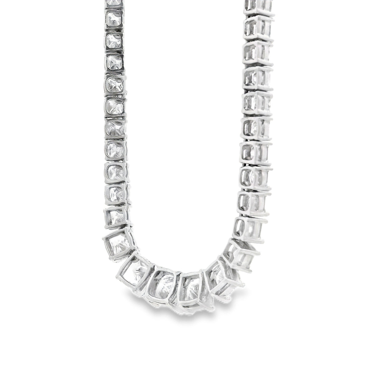 18k White Gold 19.06ctw Princess Cut Diamond Graduated Tennis Necklace 16" — photo 9 of 14