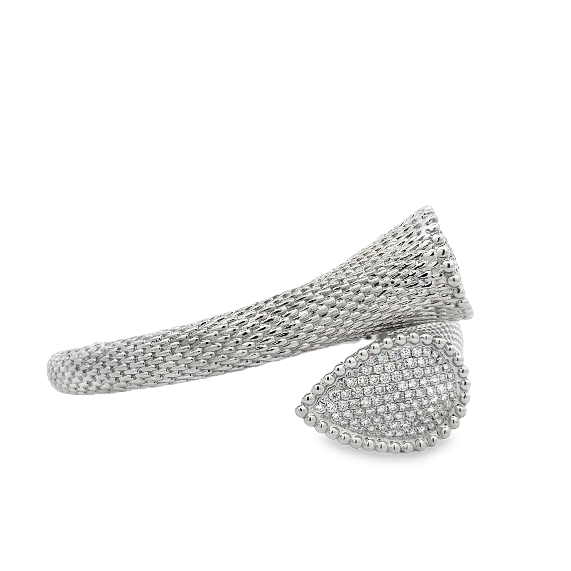 18k White Gold 2.17ctw Round Brilliant Diamond Pavé Bangle Bracelet — photo 9 of 9