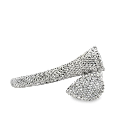 18k White Gold 2.17ctw Round Brilliant Diamond Pavé Bangle Bracelet — photo 9 of 9