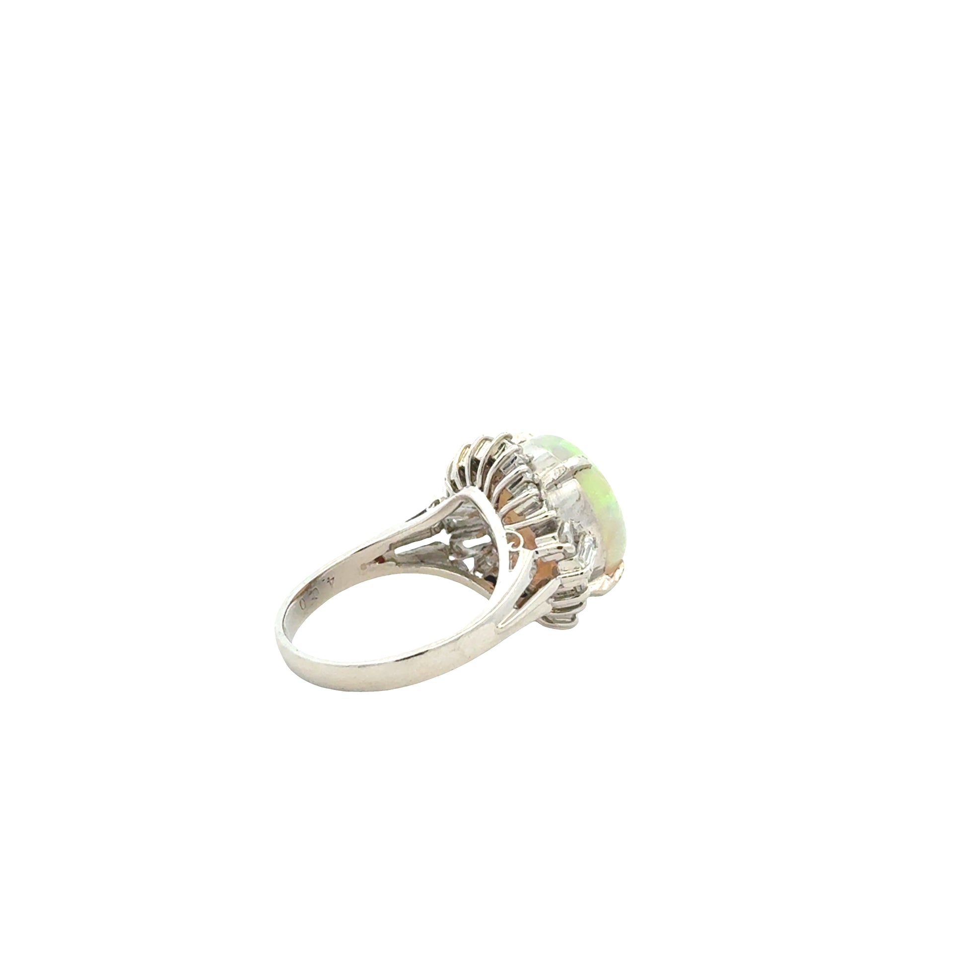 Platinum Opal and Diamond Halo Ring — photo 9 of 11