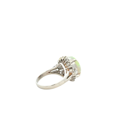 Platinum Opal and Diamond Halo Ring — photo 9 of 11