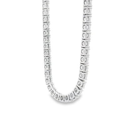 14k White Gold 13.72ctw Round Brilliant Diamond Tennis Necklace 17" — photo 9 of 13
