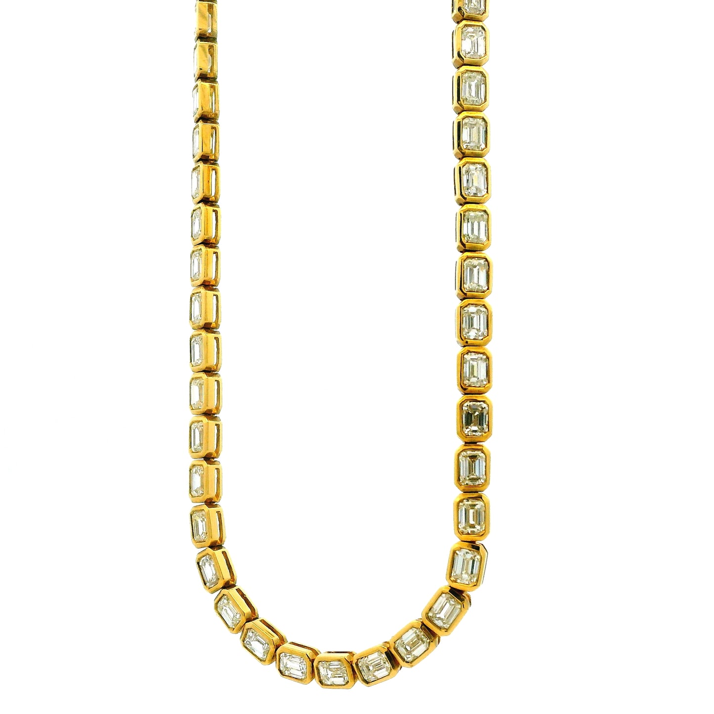 18k Yellow Gold 7.51ctw Emerald Cut Natural Diamond Bezel Station Necklace — photo 9 of 9