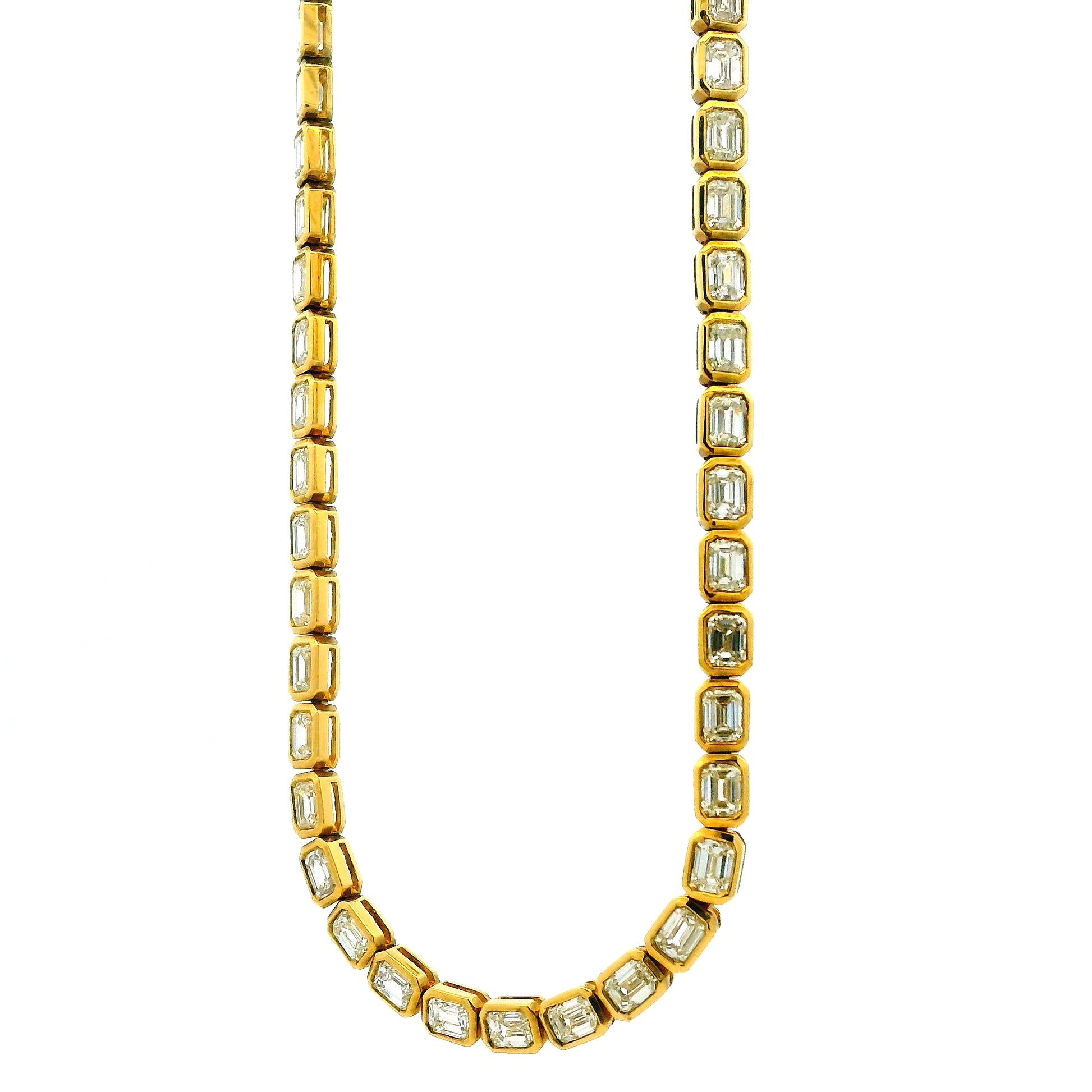 18k Yellow Gold 7.51ctw Emerald Cut Natural Diamond Bezel Station Necklace — photo 9 of 9