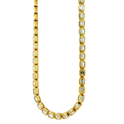 18k Yellow Gold 7.51ctw Emerald Cut Natural Diamond Bezel Station Necklace — photo 9 of 9