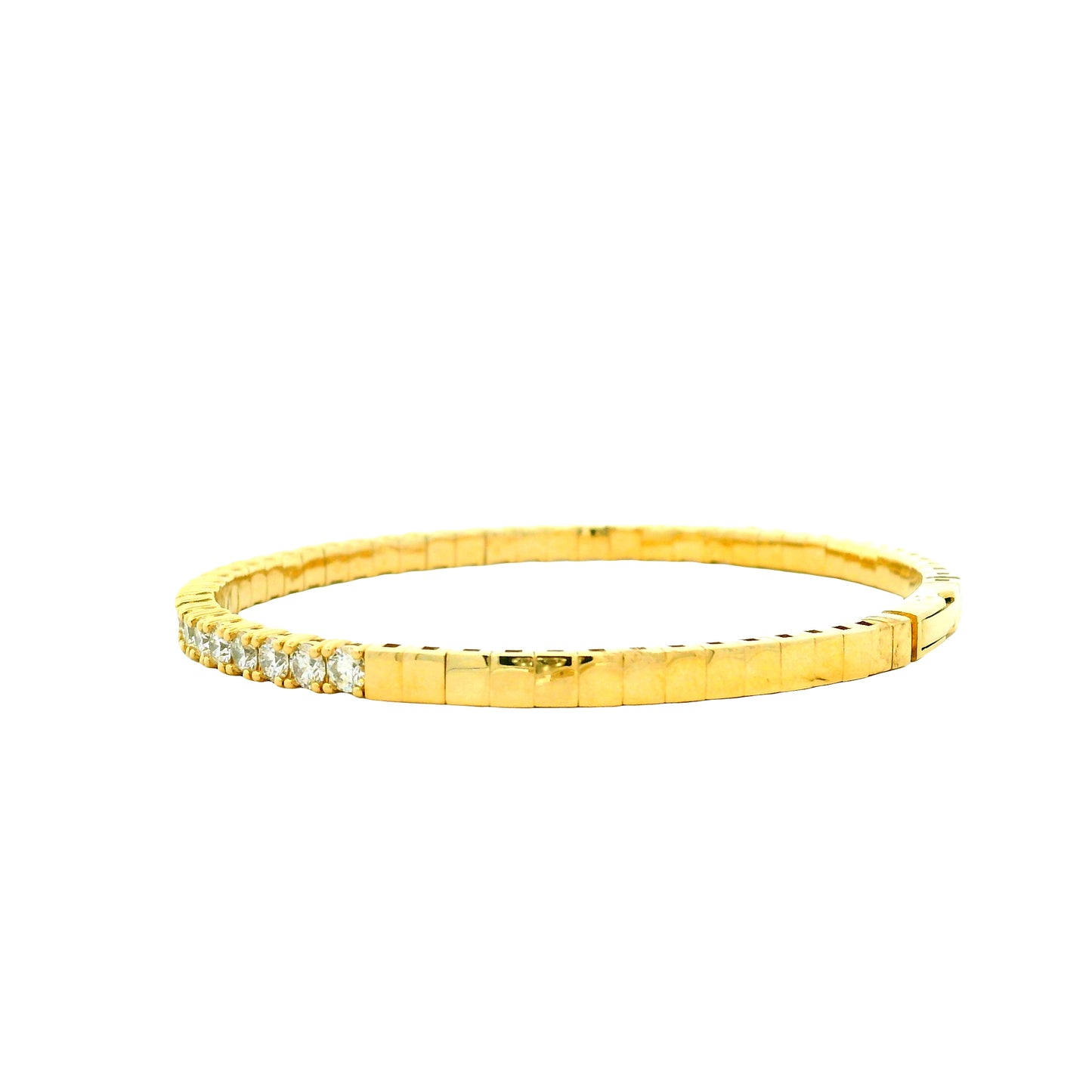 14k Yellow Gold 3.15ctw Round Brilliant Diamond Halfway Bangle Bracelet — photo 9 of 13