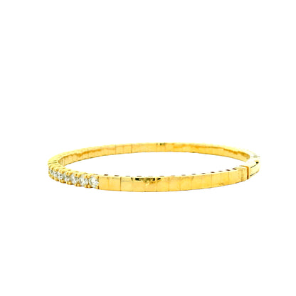 14k Yellow Gold 3.15ctw Round Brilliant Diamond Halfway Bangle Bracelet — photo 9 of 13