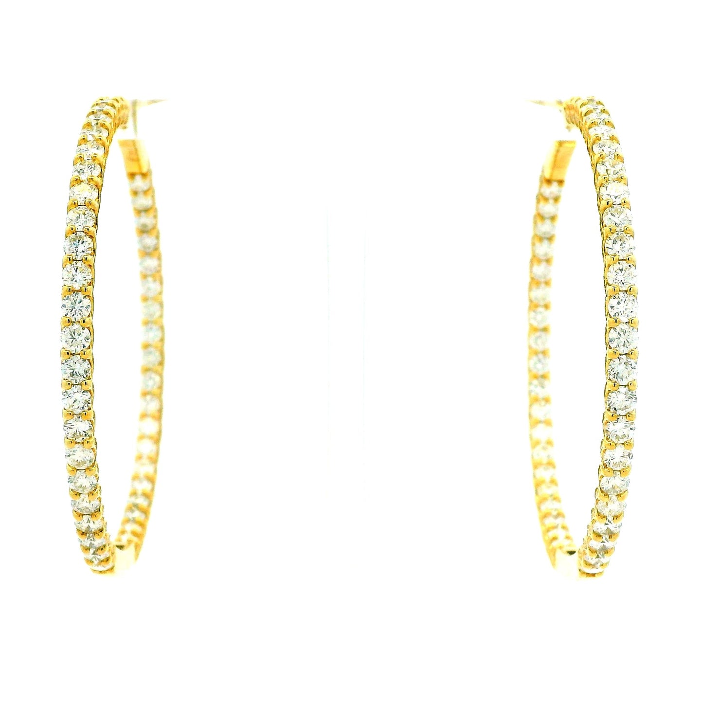 14k Yellow Gold 11.70ctw Round Diamond Inside Out Hoop Earrings — photo 9 of 9