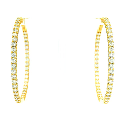 14k Yellow Gold 11.70ctw Round Diamond Inside Out Hoop Earrings — photo 9 of 9