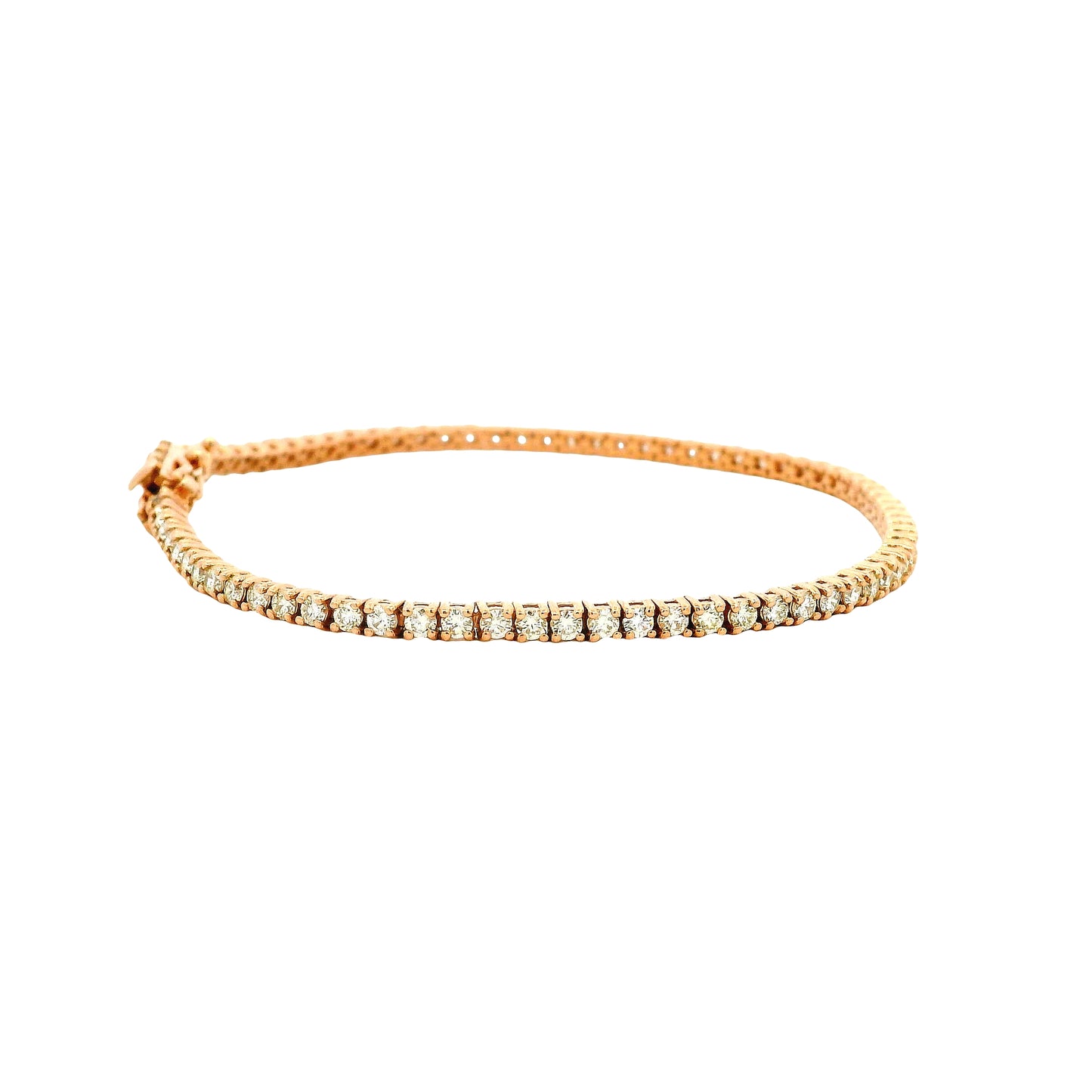 14k Rose Gold 2.40ctw Round Brilliant Diamond Tennis Bracelet — photo 9 of 9