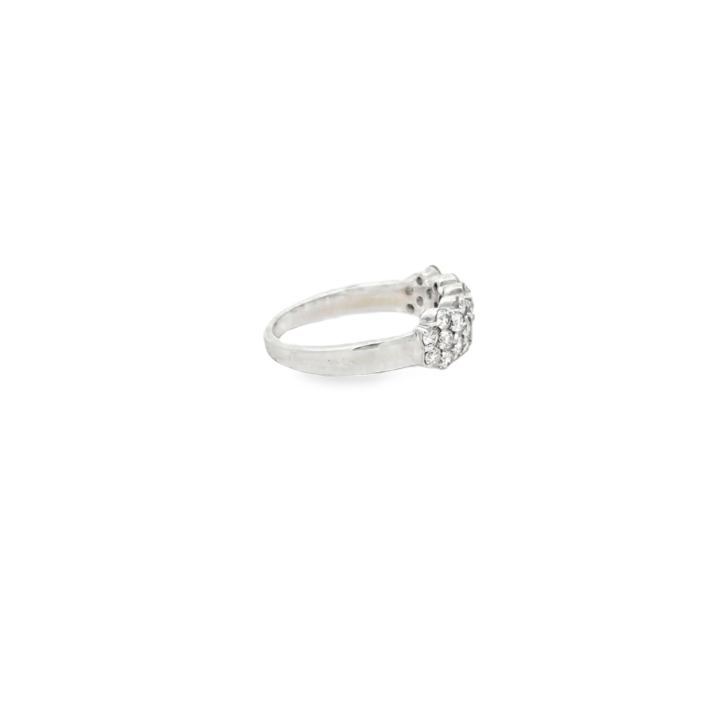 14k White Gold 2ctw Round Diamond Cluster Pavé Cocktail Ring — photo 9 of 10