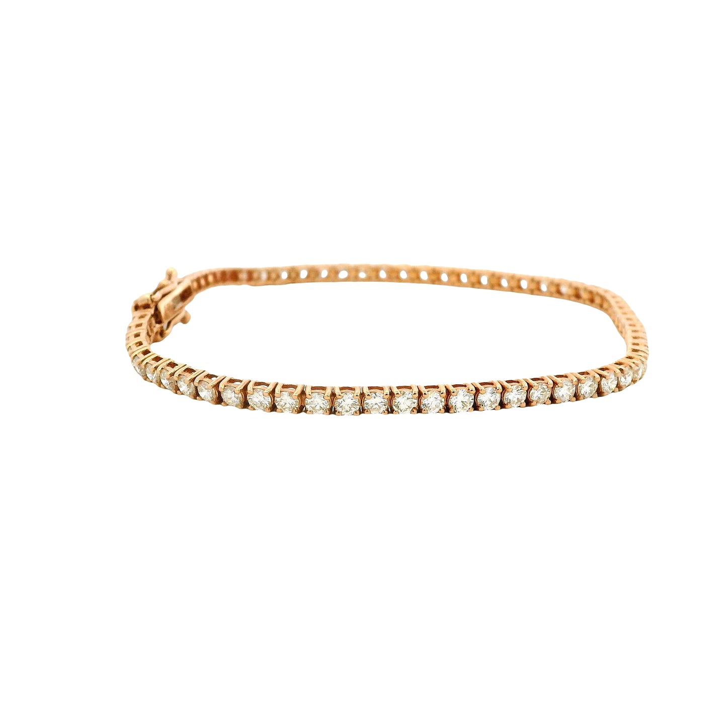 14k Rose Gold 3.32ctw Round Brilliant Diamond Tennis Bracelet — photo 9 of 9
