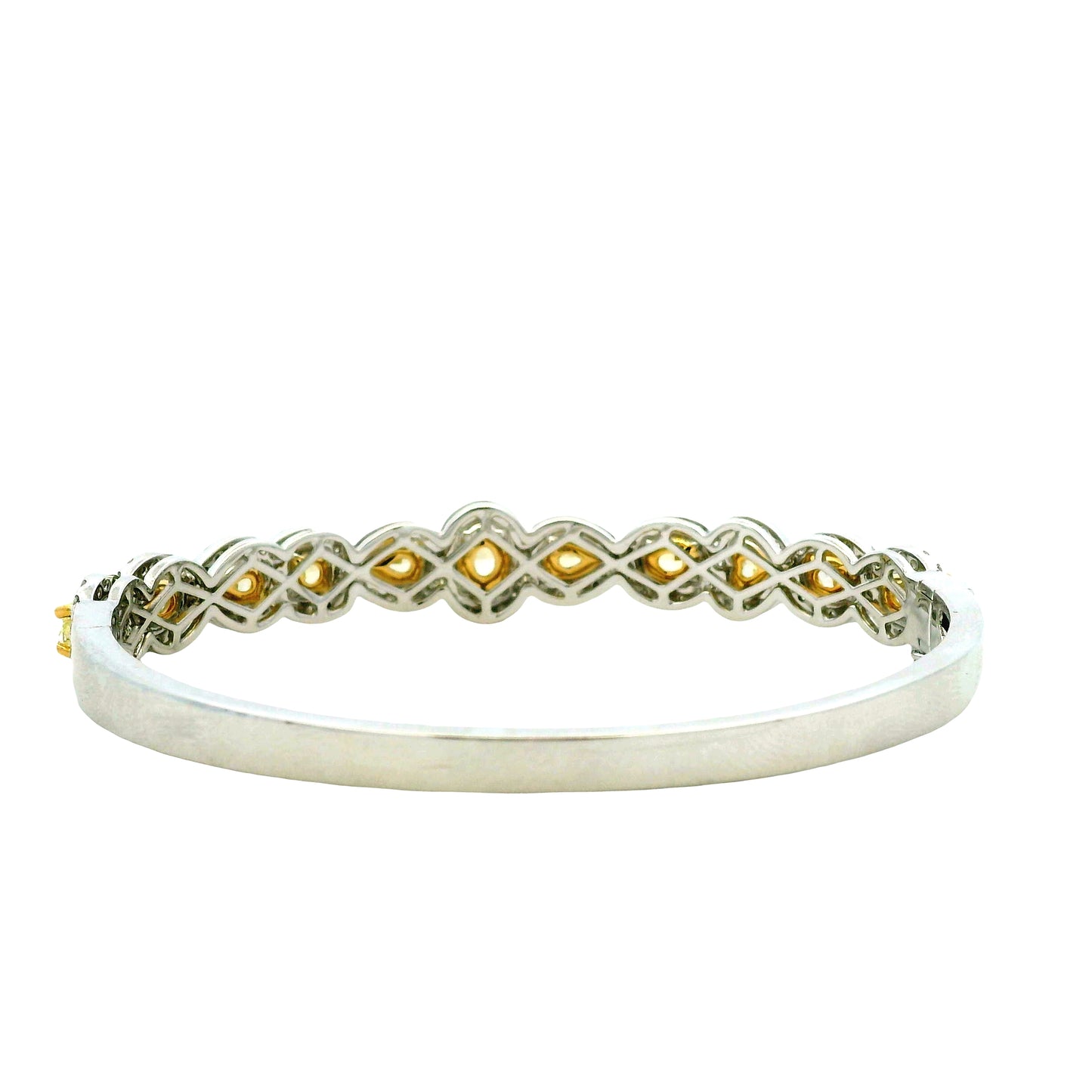 18k Two-Tone Gold 6.37ctw Multi-Shape Natural Yellow & White Diamond Bangle Bracelet — photo 9 of 11