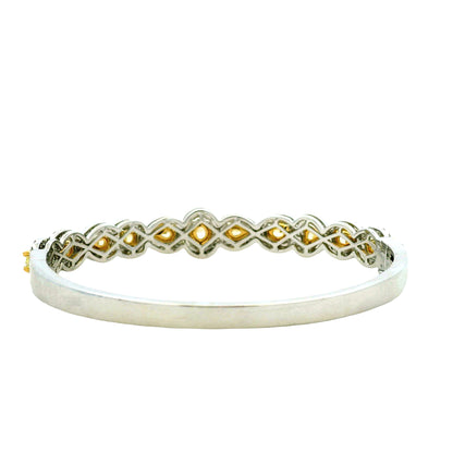18k Two-Tone Gold 6.37ctw Multi-Shape Natural Yellow & White Diamond Bangle Bracelet — photo 9 of 11