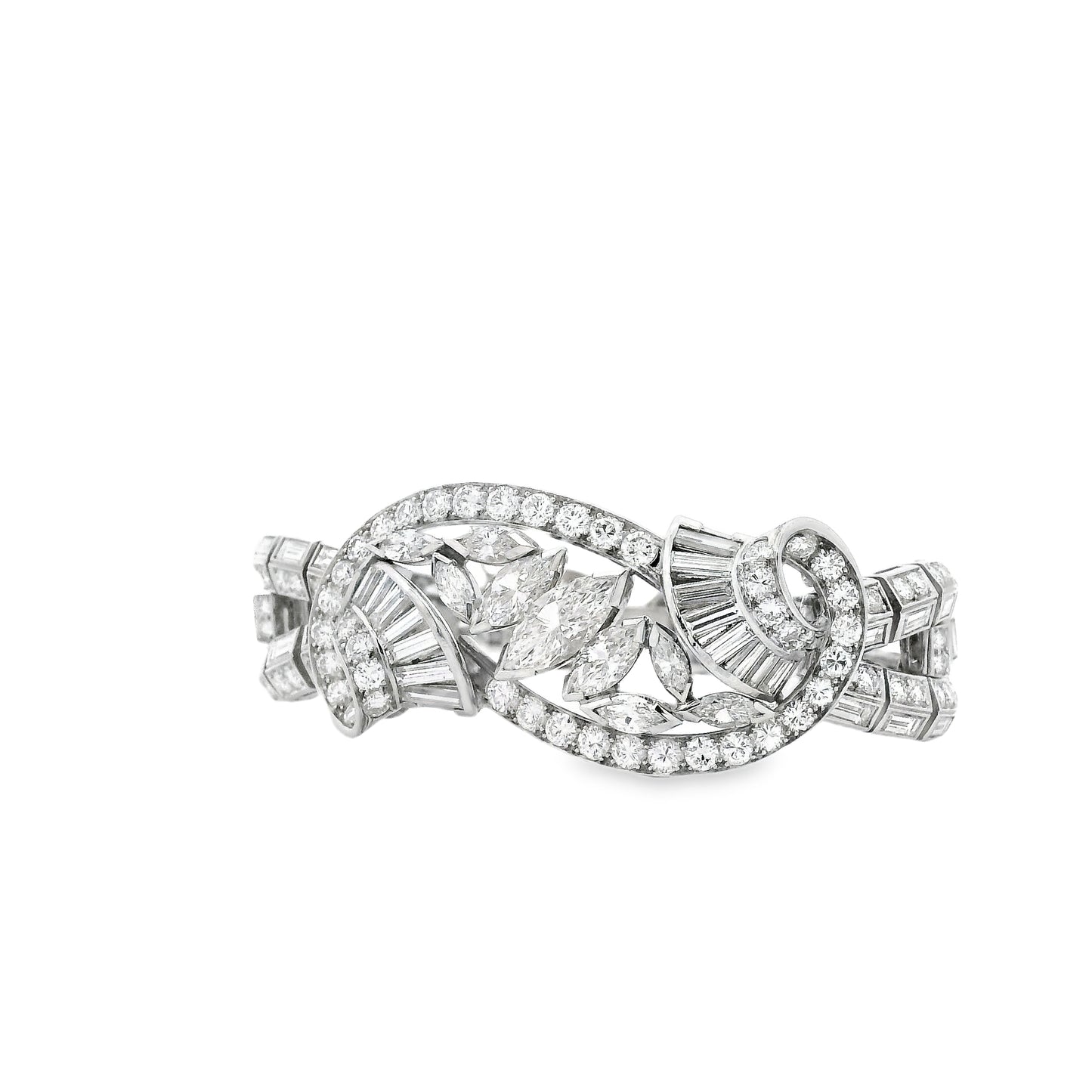 Platinum 15.28ctw Mixed Cut Natural Diamond Cluster Bracelet — photo 9 of 10