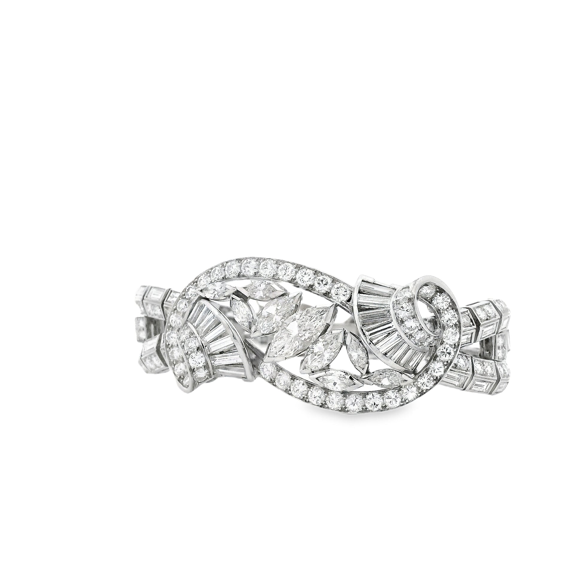 Platinum 15.28ctw Mixed Cut Natural Diamond Cluster Bracelet — photo 9 of 10