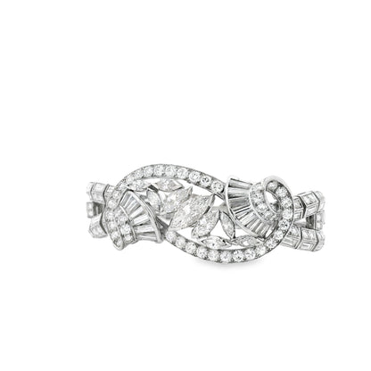 Platinum 15.28ctw Mixed Cut Natural Diamond Cluster Bracelet — photo 9 of 10