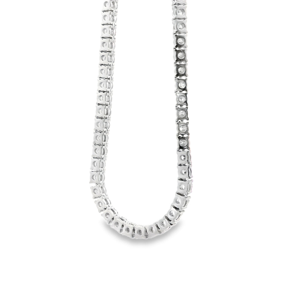 14k White Gold 9.57ctw Natural Round Brilliant Diamond Tennis Necklace 22" — photo 9 of 10