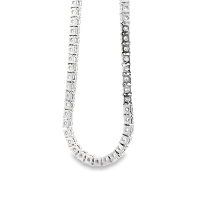 14k White Gold 9.57ctw Natural Round Brilliant Diamond Tennis Necklace 22" — photo 9 of 10