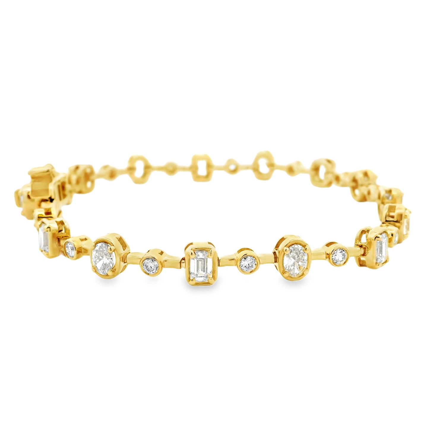 14k Yellow Gold 3.58ctw Mixed Cut Diamond Tennis Bracelet — photo 9 of 10