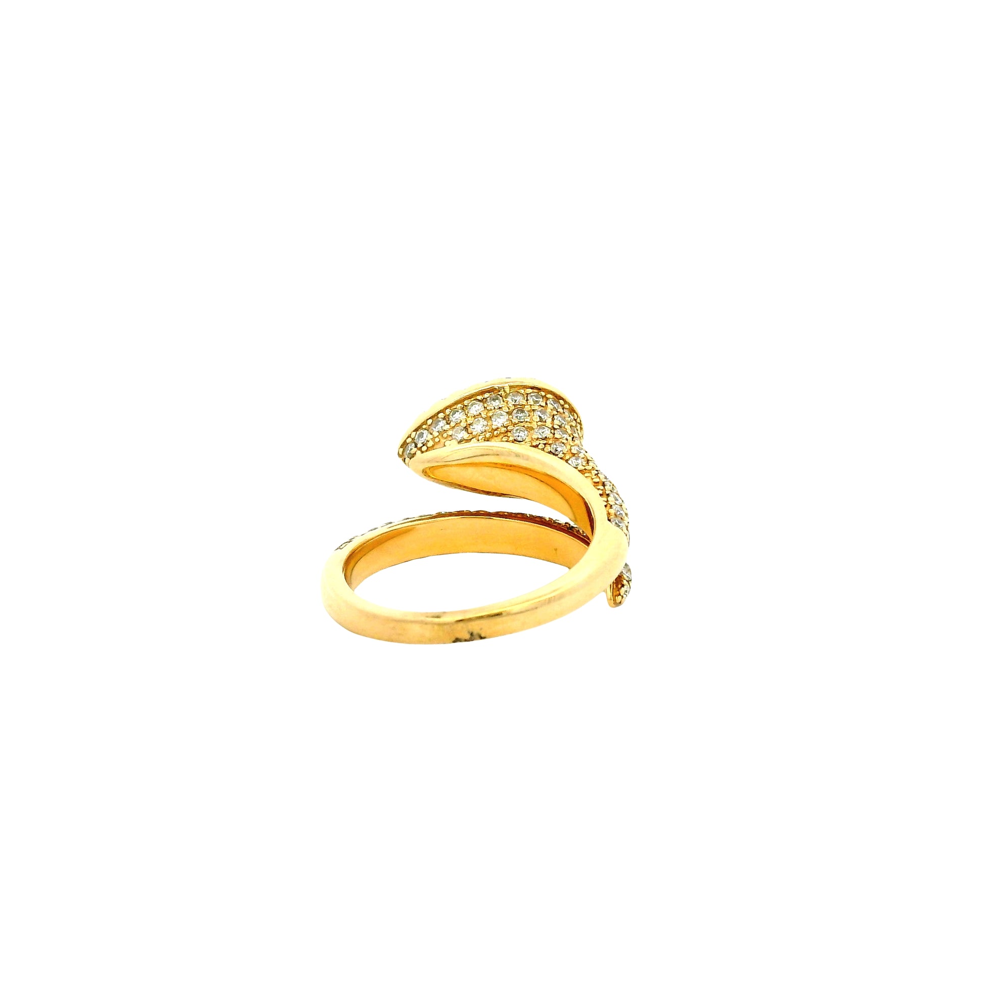 14k Yellow Gold 1.23ct Pear Cut Natural Emerald and 1.15ctw Diamond Halo Pavé Crossover Ring — photo 9 of 15