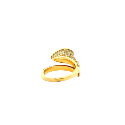 14k Yellow Gold 1.23ct Pear Cut Natural Emerald and 1.15ctw Diamond Halo Pavé Crossover Ring — photo 9 of 15