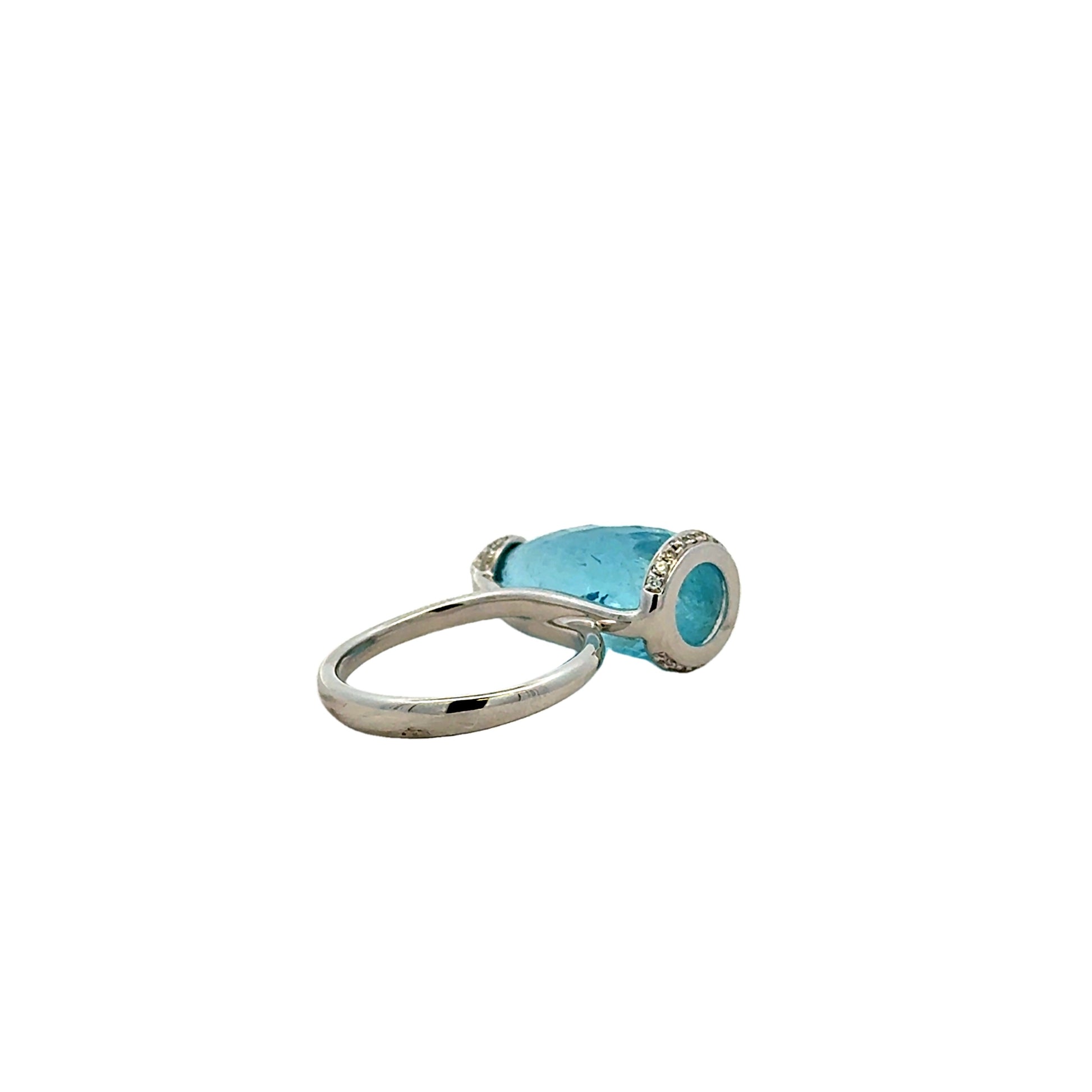 18k White Gold GIA Certified 12.66ct Aquamarine and 0.24ctw Diamond Ring — photo 9 of 11