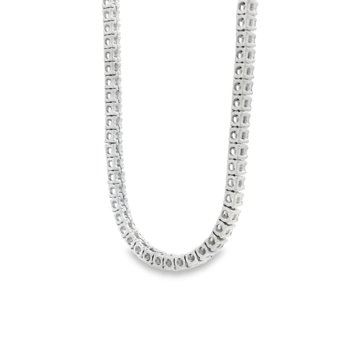 14k White Gold 7.13ctw Round Brilliant Diamond Tennis Necklace 18" — photo 9 of 13