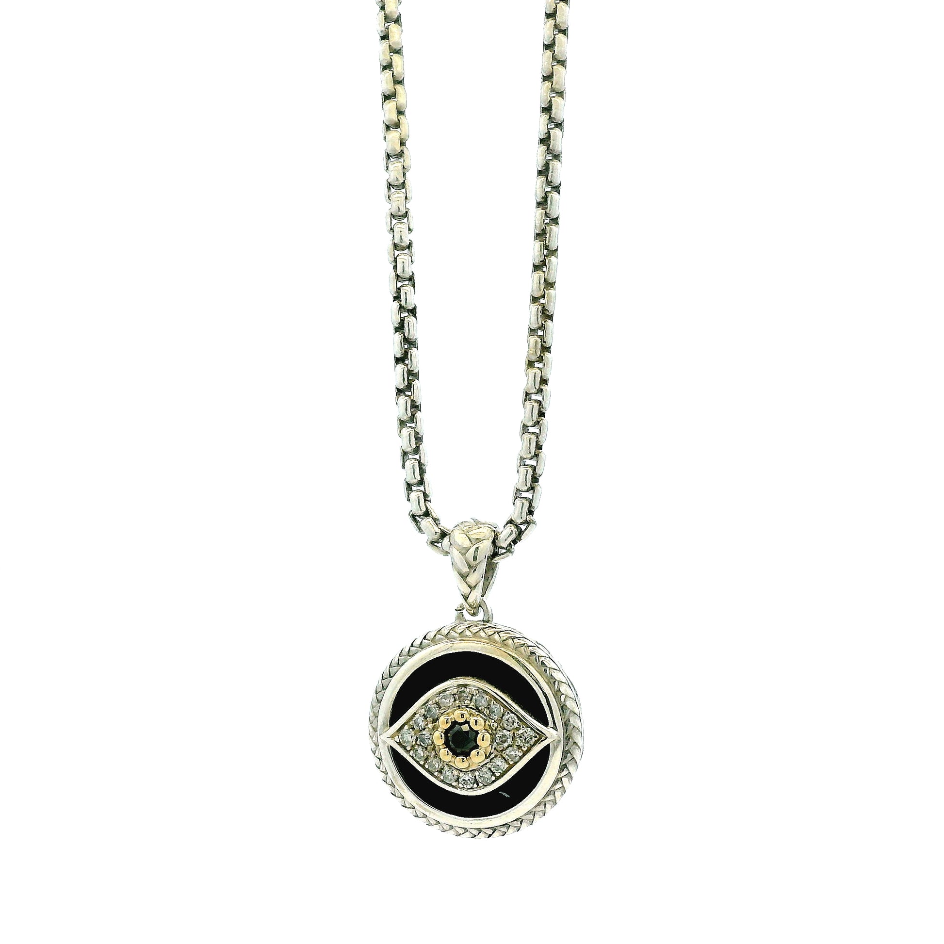 Effy 14k White Gold 1.0ctw Diamond and Onyx Panther Evil Eye Pendant Necklace — photo 9 of 9
