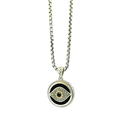 Effy 14k White Gold 1.0ctw Diamond and Onyx Panther Evil Eye Pendant Necklace — photo 9 of 9