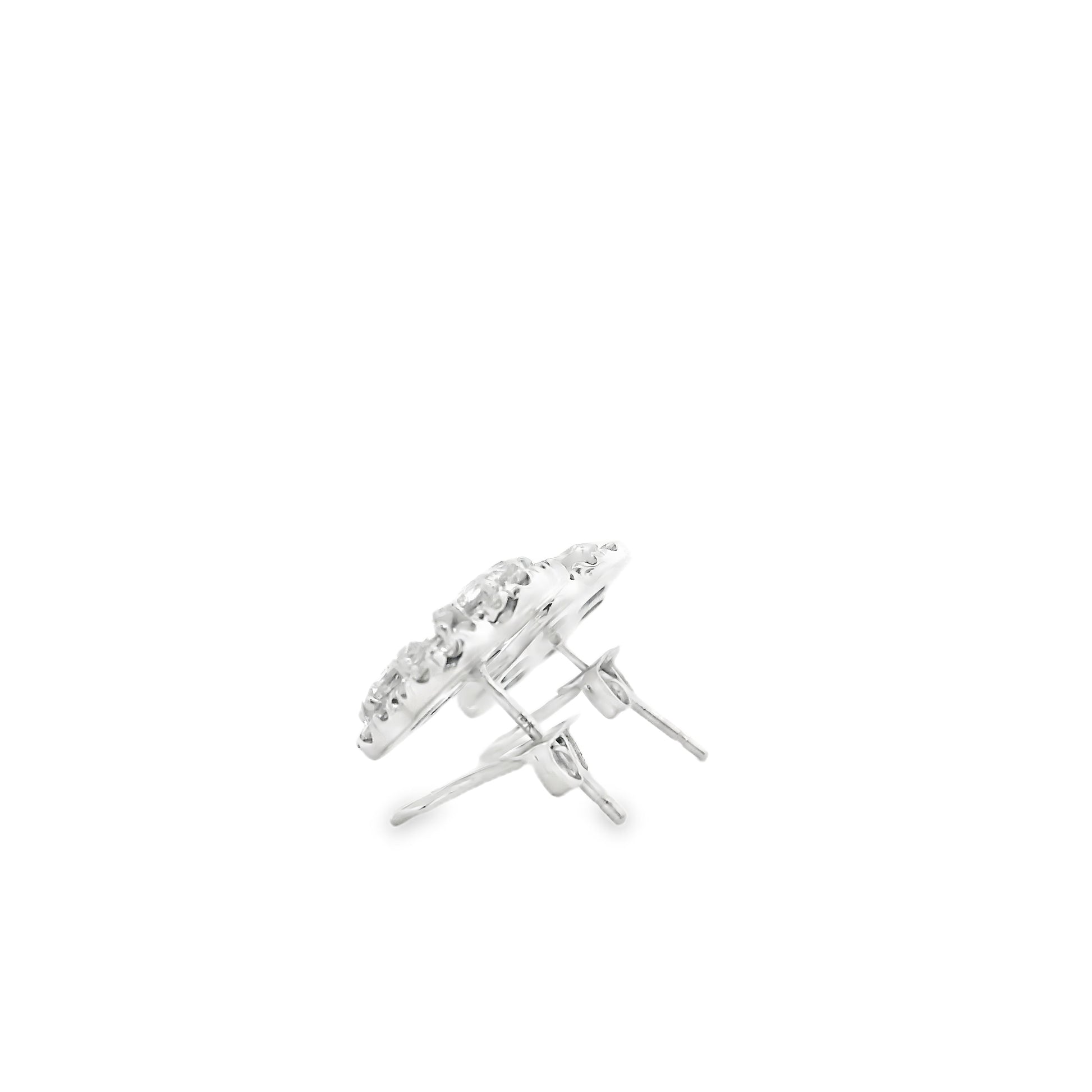 14k White Gold 3.60ctw Old Cut Natural Diamond Flower Cluster Button Earrings — photo 9 of 14