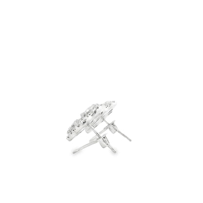 14k White Gold 3.60ctw Old Cut Natural Diamond Flower Cluster Button Earrings — photo 9 of 14