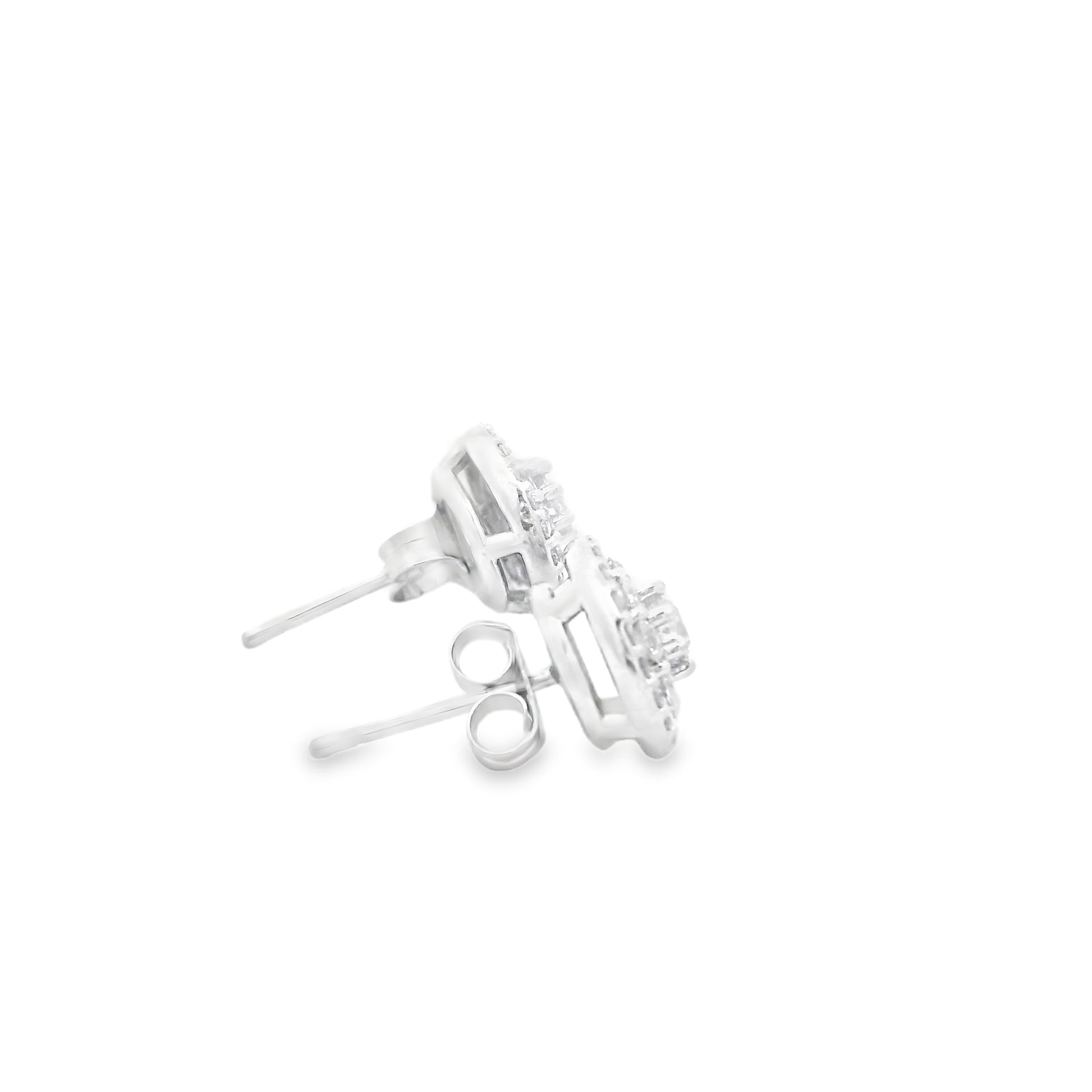18k White Gold 1.3ctw Round Brilliant Diamond Cluster Stud Earrings — photo 9 of 11