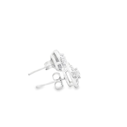 18k White Gold 1.3ctw Round Brilliant Diamond Cluster Stud Earrings — photo 9 of 11