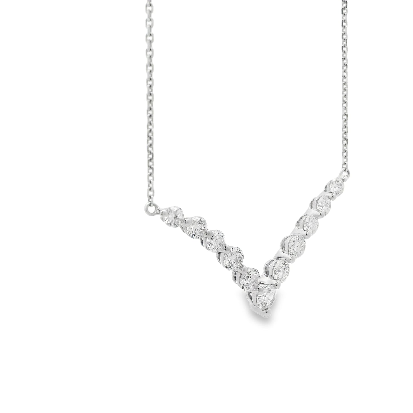 18k White Gold 1.32ctw Round Brilliant Diamond V-Shaped Necklace — photo 9 of 10