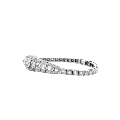 14k White Gold 2.50ctw Round Brilliant Diamond Art Deco Cluster Bracelet — photo 9 of 11