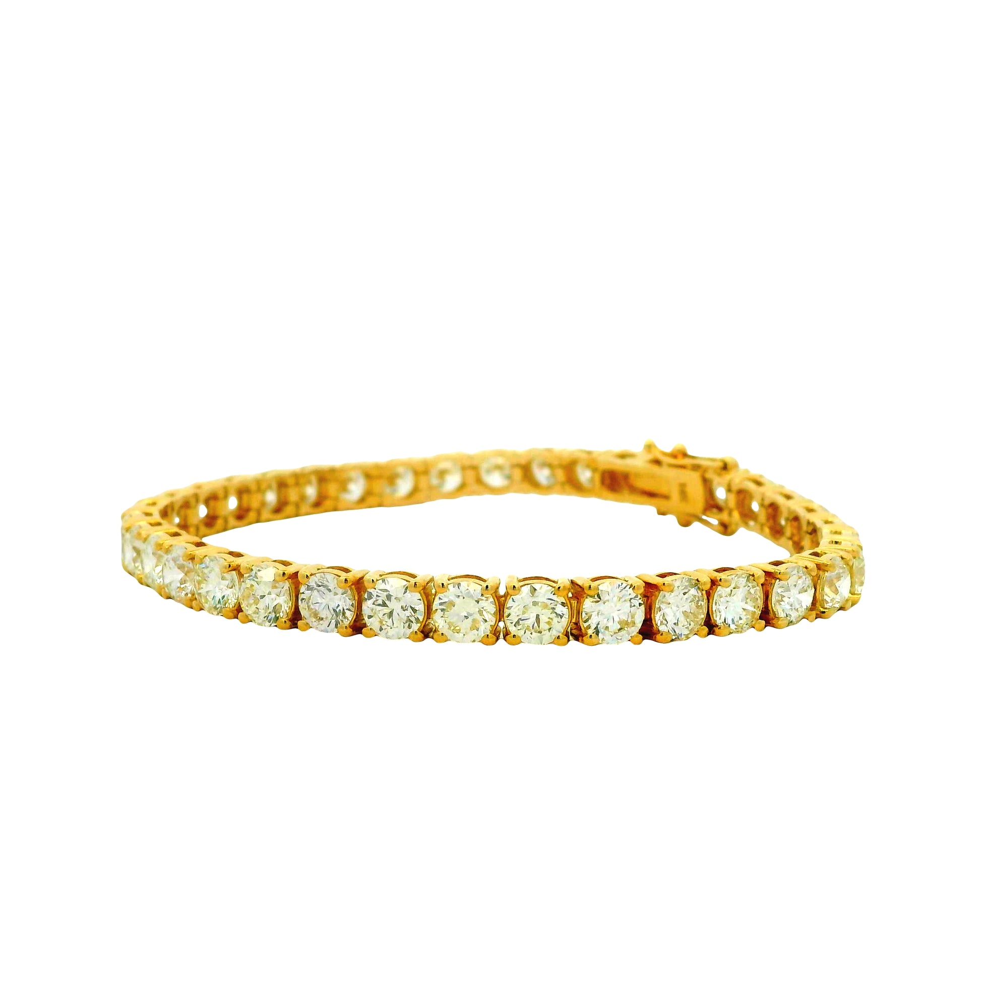14k Yellow Gold 14.20ctw Natural Round Brilliant Diamond Tennis Bracelet — photo 9 of 10