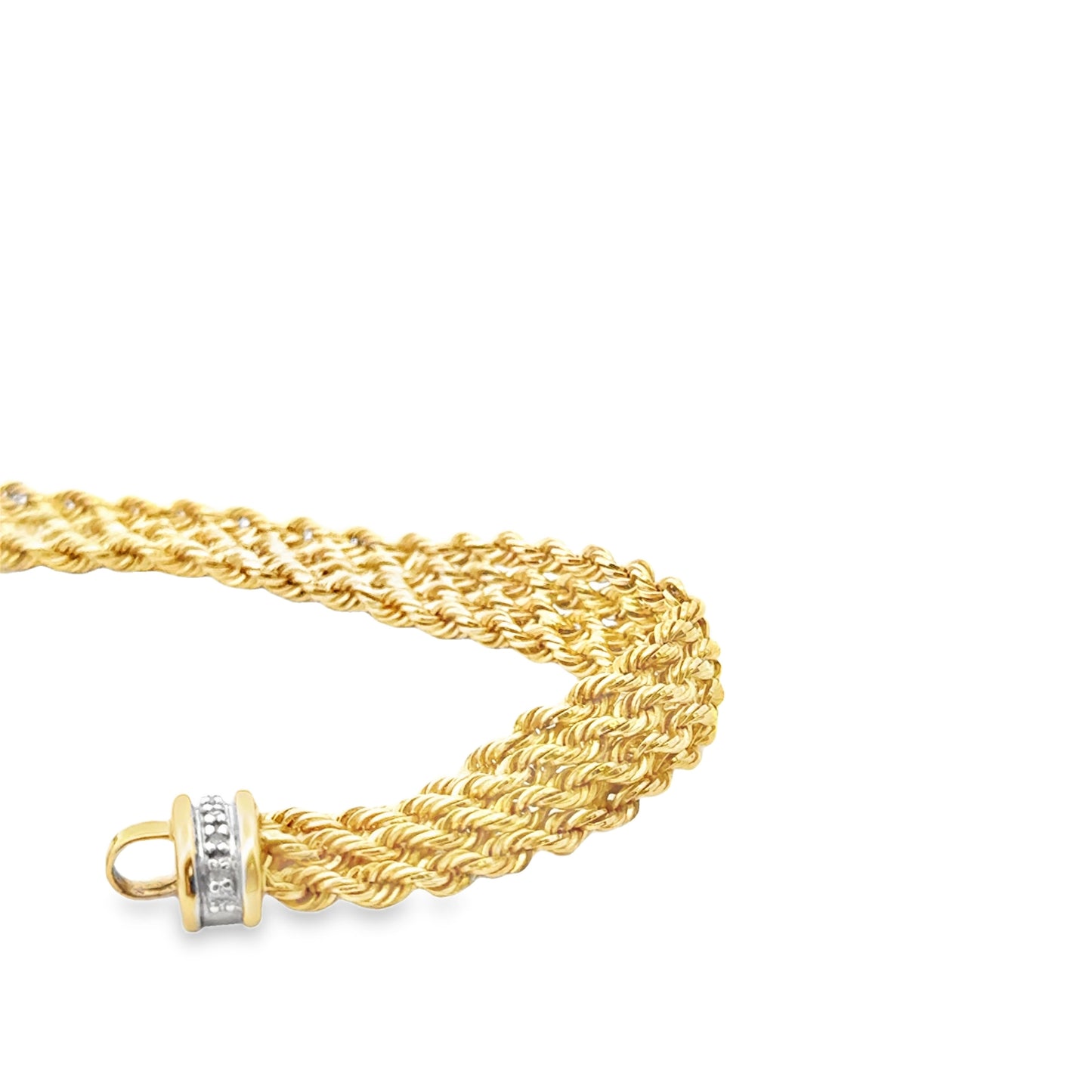 18k Yellow Gold Rope Bracelet with Diamond Studded Clasp — photo 9 of 11