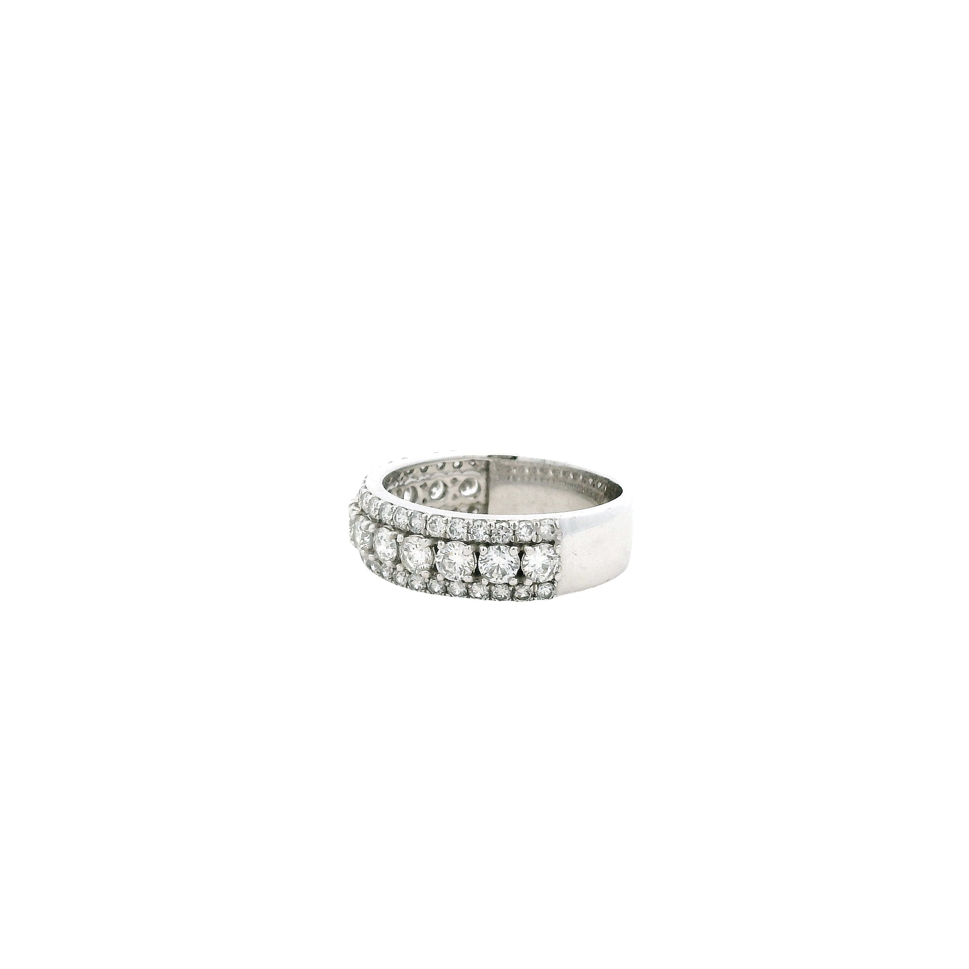 14k White Gold 1.79ctw Round Brilliant Lab Diamond Three-Row Halfway Band Ring — photo 9 of 12