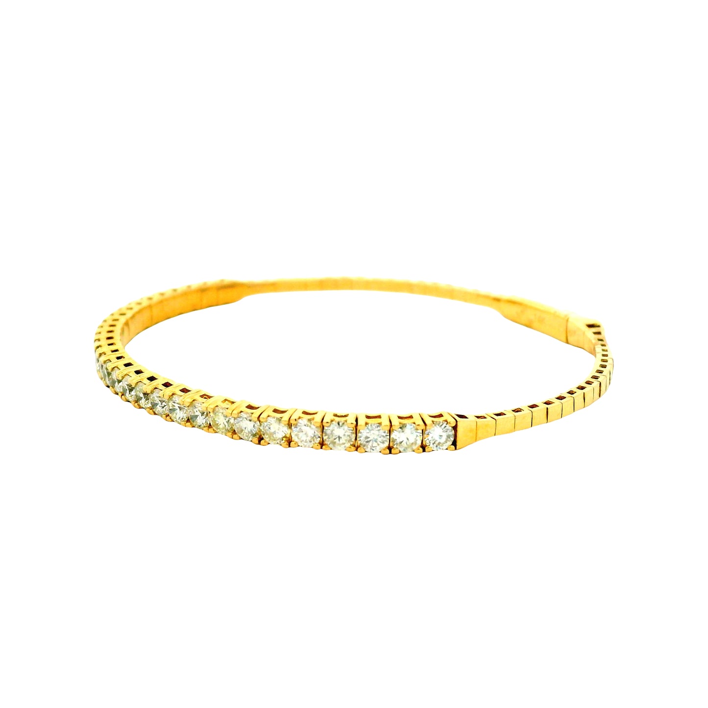 14k Yellow Gold 5.80ctw Round Brilliant Diamond Halfway Bangle Bracelet — photo 9 of 13