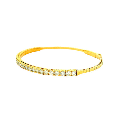 14k Yellow Gold 5.80ctw Round Brilliant Diamond Halfway Bangle Bracelet — photo 9 of 13