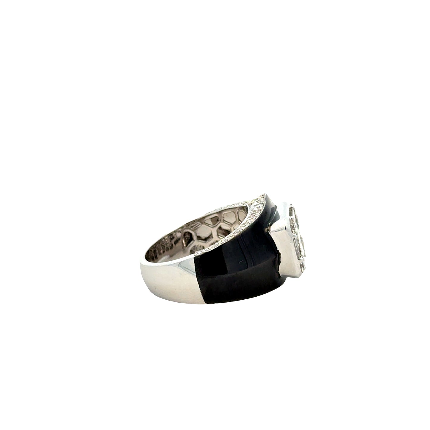 18k White Gold 1.39ctw Round Brilliant and Baguette Diamond Black Accent Cocktail Ring — photo 9 of 10