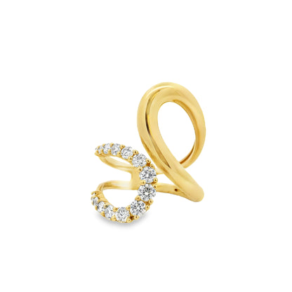14k Yellow Gold 0.80ctw Round Brilliant Diamond Double Crossover Ring — photo 9 of 17