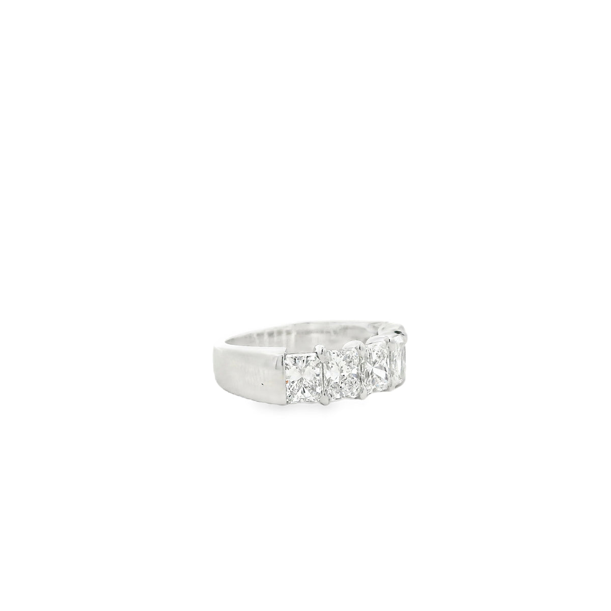 Platinum 3.03ctw Radiant Cut Diamond Half-Eternity Wedding Band Ring — photo 9 of 9